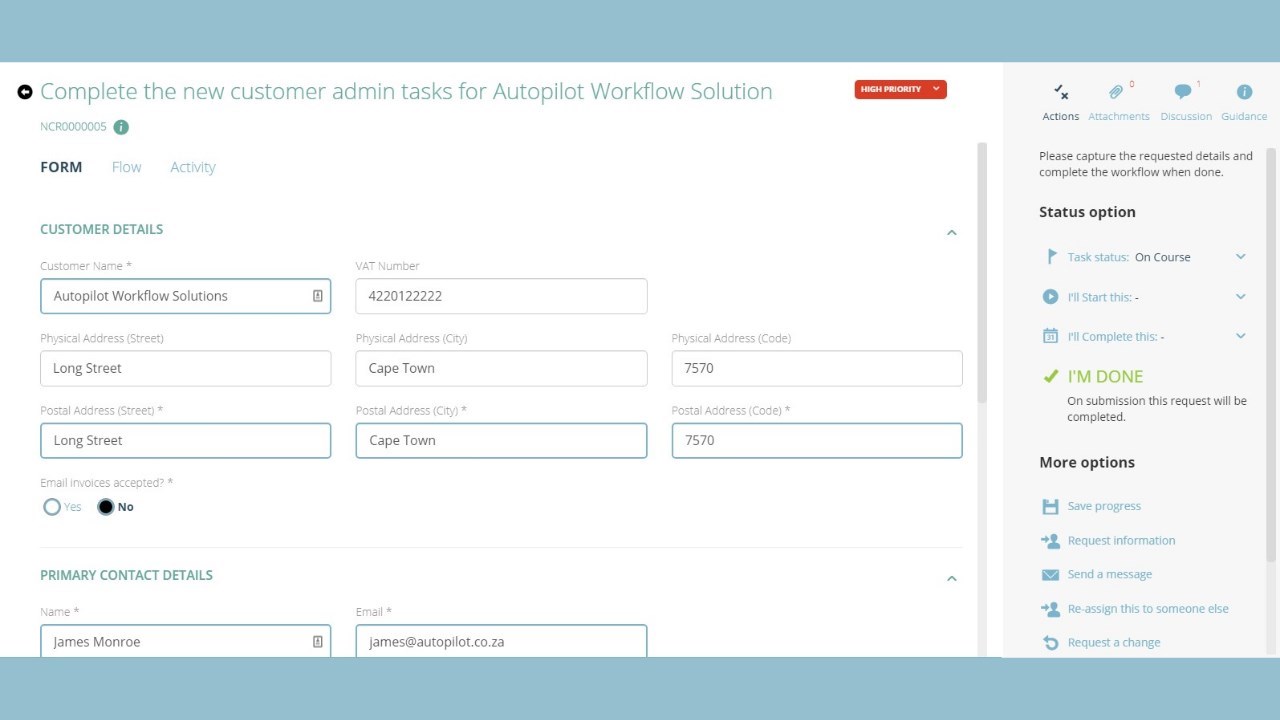Snapshot 2 of Autopilot Customer Onboarding