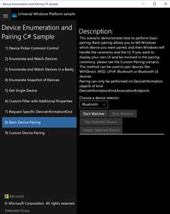 Device Enumeration and Pairing Sample screenshot 1