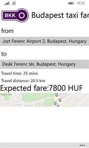 Budapest taxi fare calculator screenshot 1