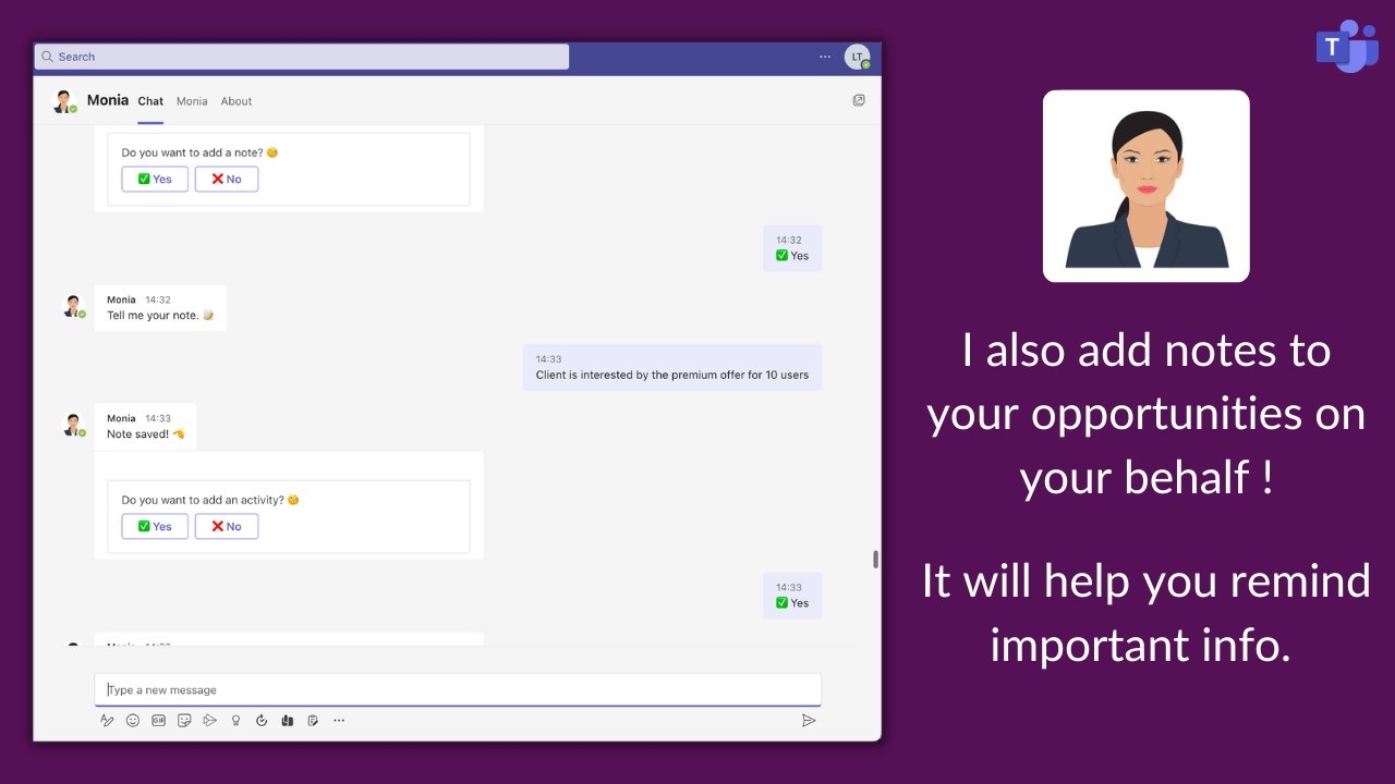 Snapshot 5 of Monia | CRM Assistant