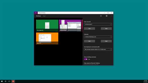 Screenshot: Manage user accounts and gateways.