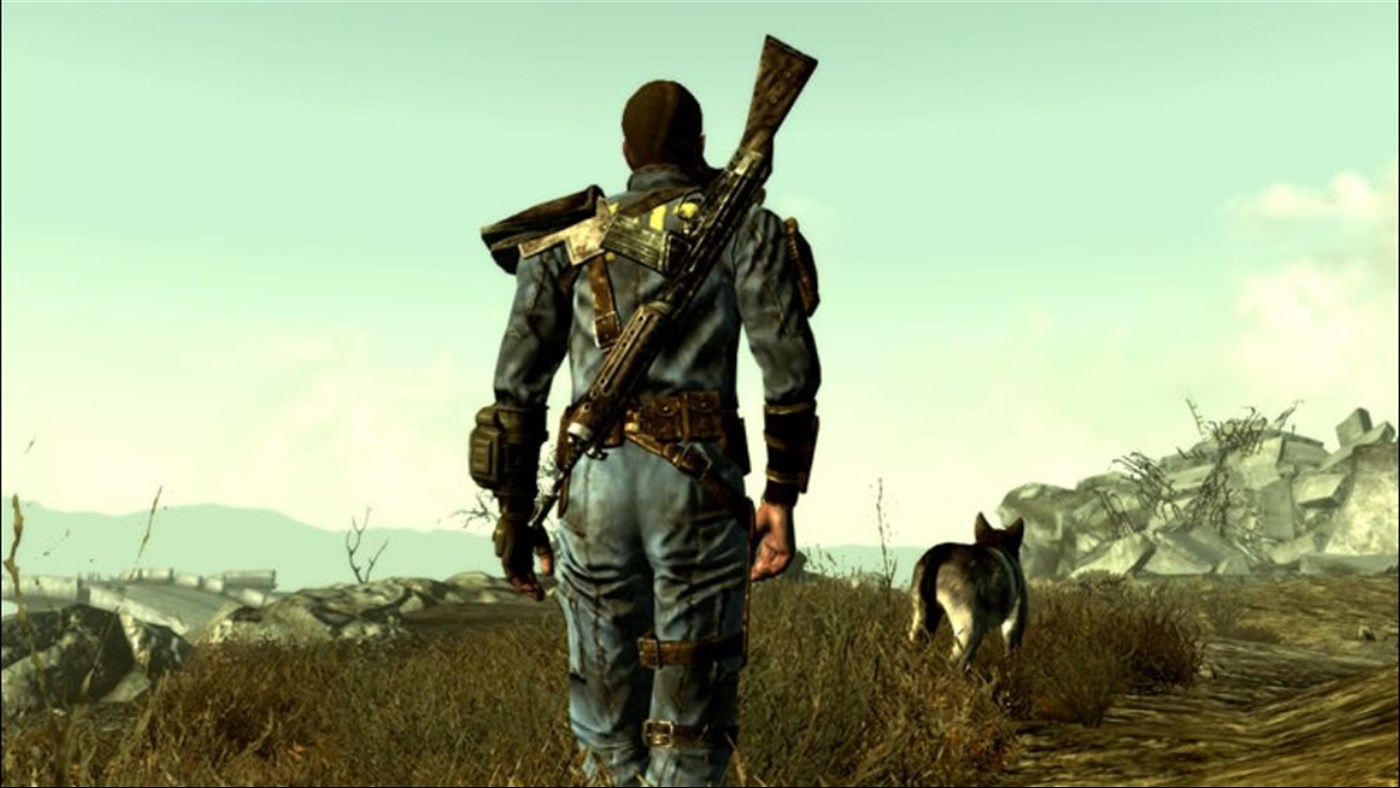 ผู้รอดชีวิตกับ Dogmeat ในดินแดนรกร้าง