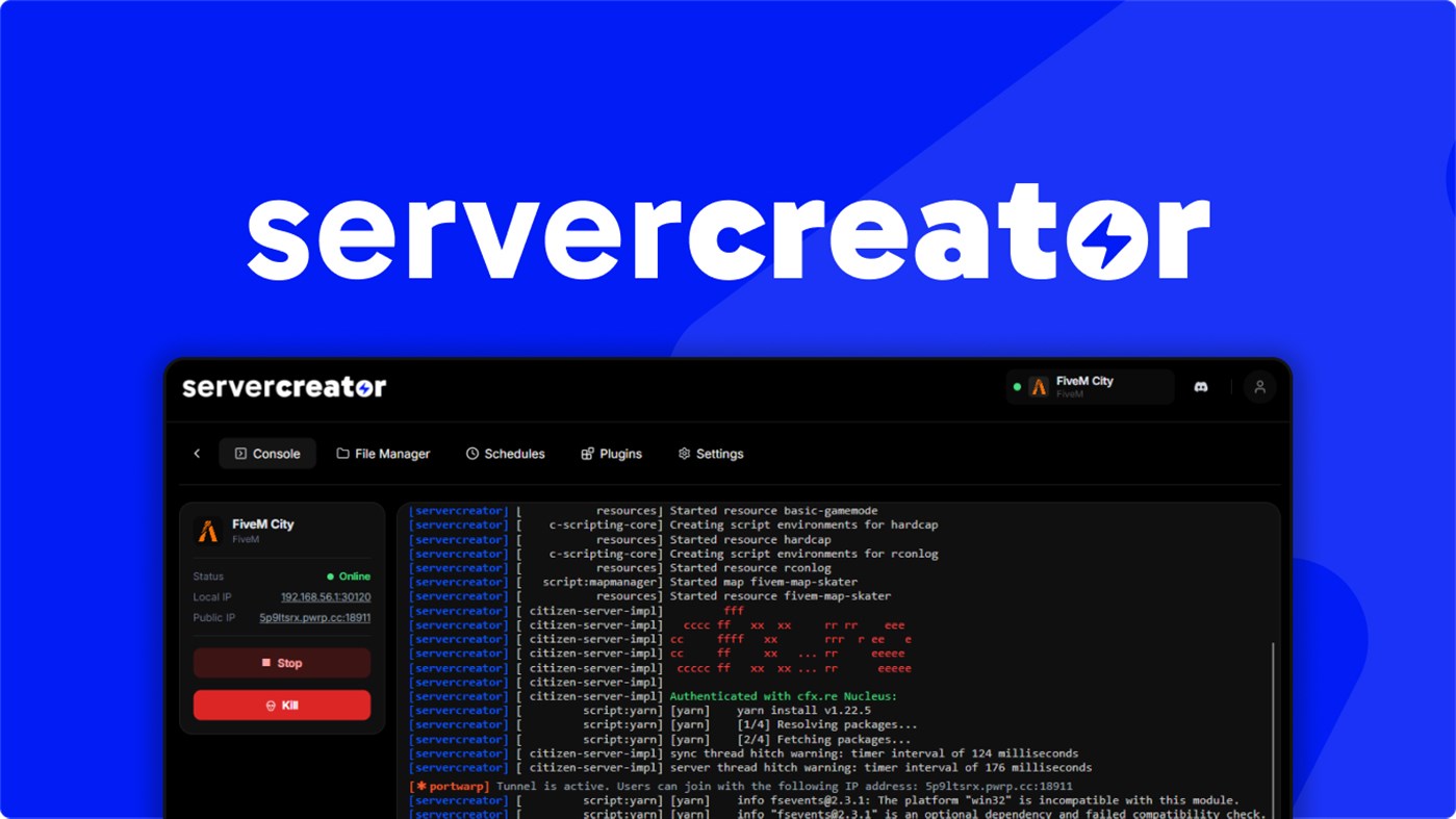 #1. Server Creator (Windows) By: portwarp.com
