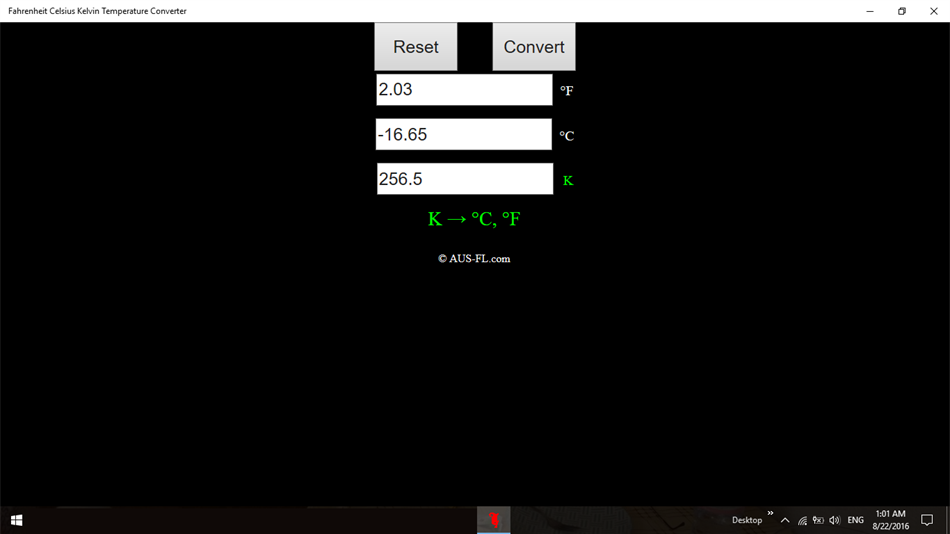 Fahrenheit Celsius Kelvin Temperature Converter (Windows) โดย: ActuallyUsefulSoftware.com
