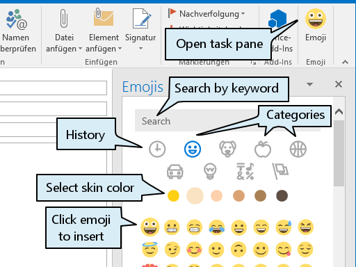 where are the emoji in outlook for mac