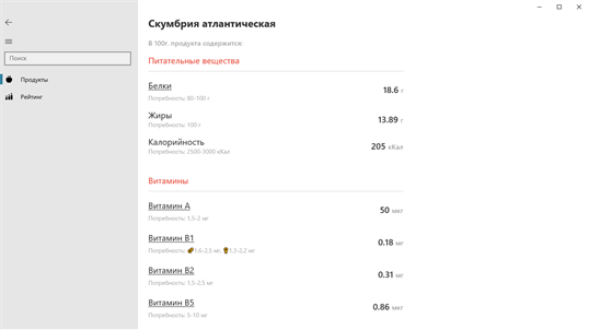 Состав продуктов screenshot 3