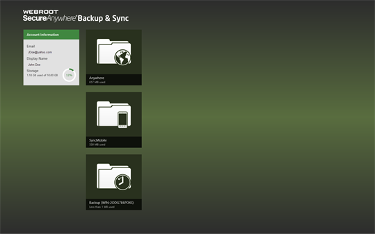 Webroot Backup and Sync screenshot 1
