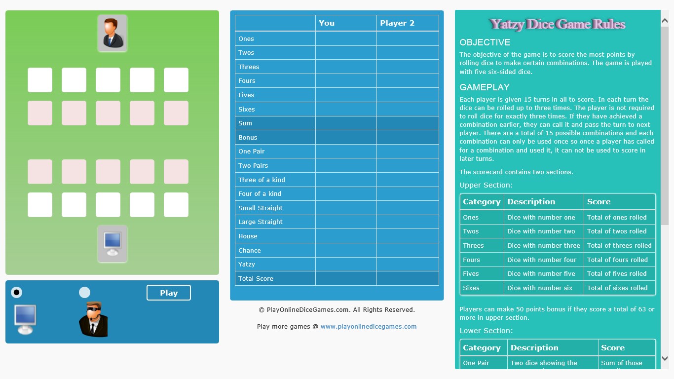 Yatzy: Dice Game.