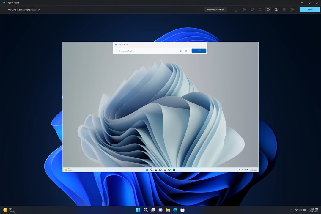 Quick Assist - Remote desktop view