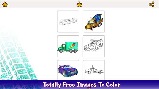 Cars Glitter Color by Number - Vehicles Coloring Book screenshot 1