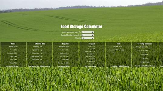 Food Storage Calculator screenshot 1