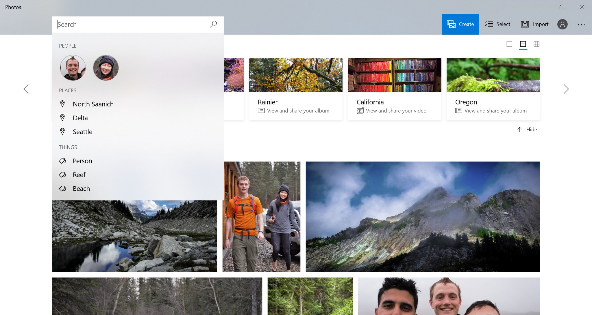 Search your collection for people, places and things