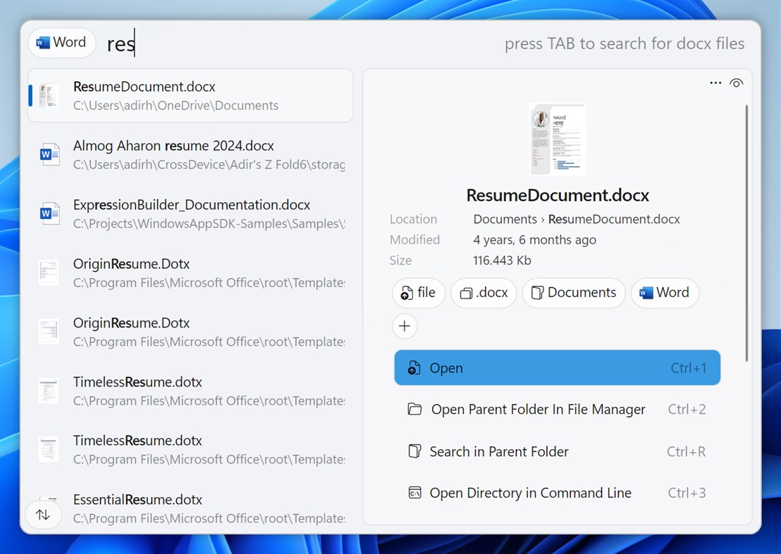 #5. Fluent Search (Windows) Podle: Blast Apps