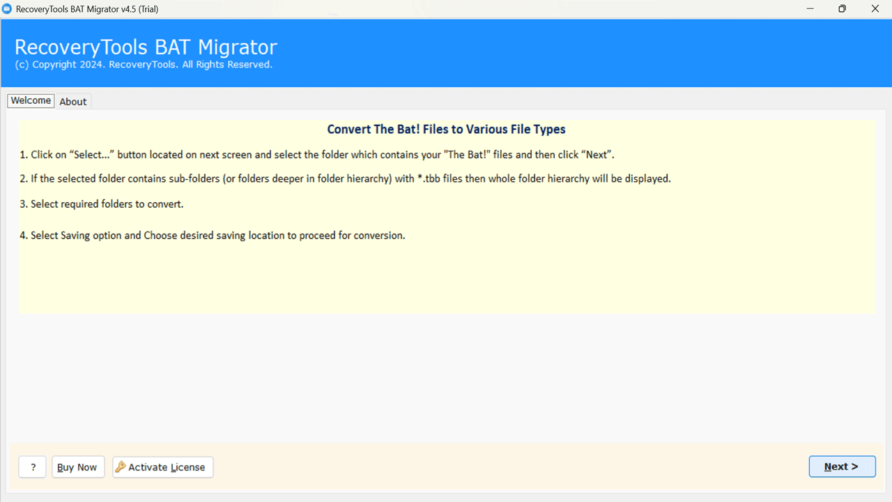 Snapshot 2 of RecoveryTools BAT Migration Tool
