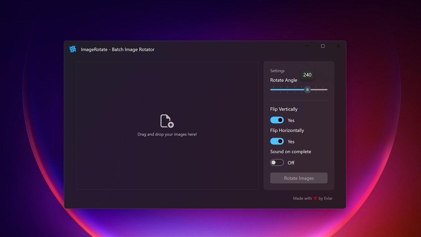 #2. ImageRotate - Batch Image Rotator (Windows) 由: Evlar