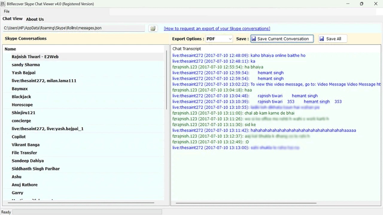 Snapshot 3 of RecoveryTools for Skype Chat Reader