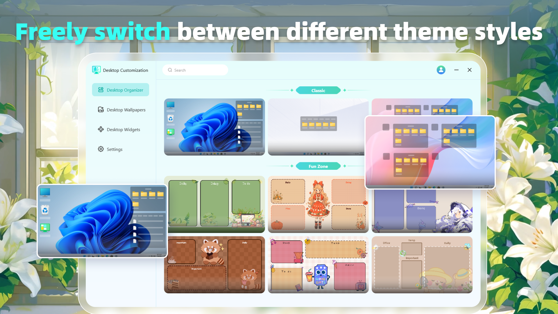 Desktop Customization – Dynamic Wallpapers & Desktop Organizer screenshot