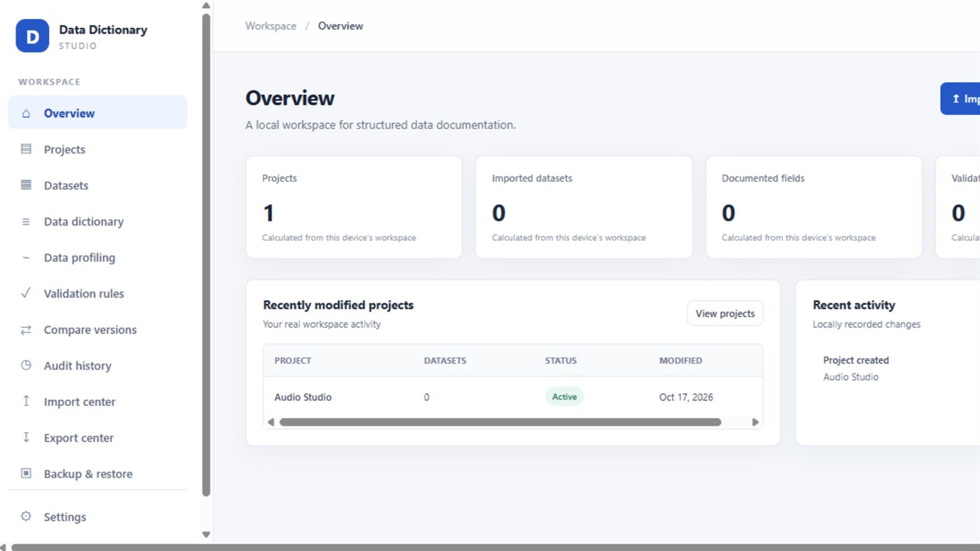 #1. Data Dictionary Studio (Windows) Door: Zara Usman