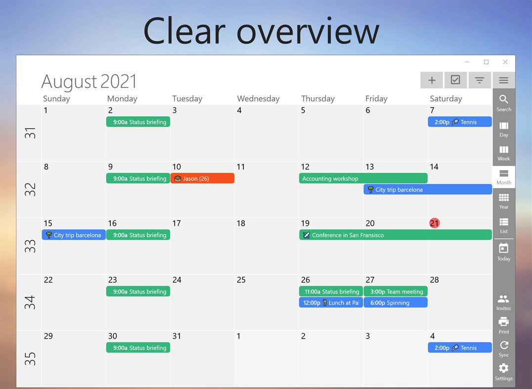 #1. One Calendar (Windows) 게시자: Code Spark