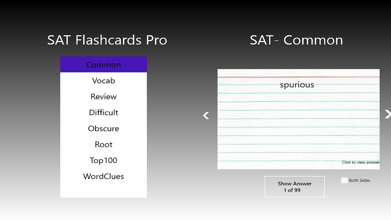 SAT Flashcards Pro for Windows 10