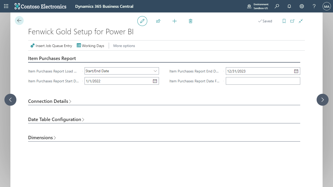 Snapshot 1 of Fenwick Gold Purchasing Connector for Power BI