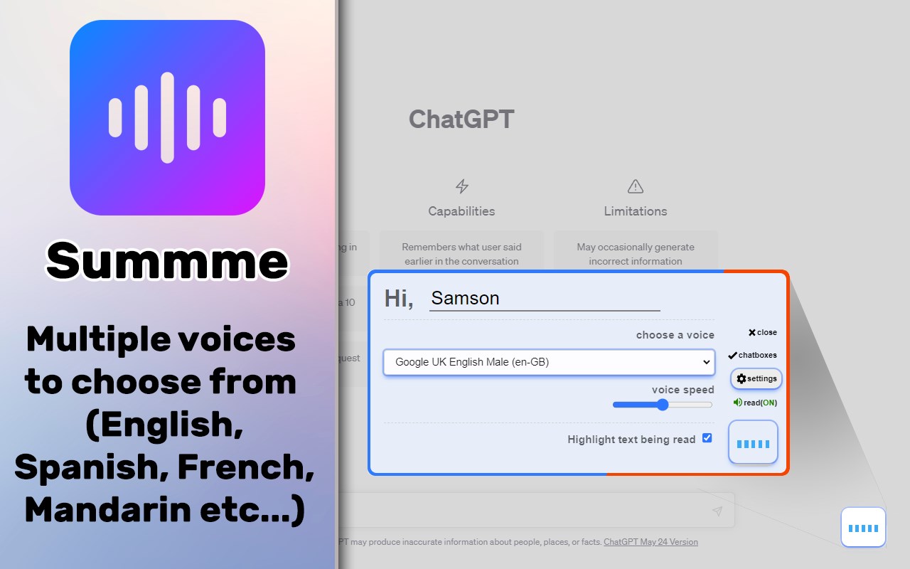 Summme - Text to Speech (TTS) for AI Chatbots