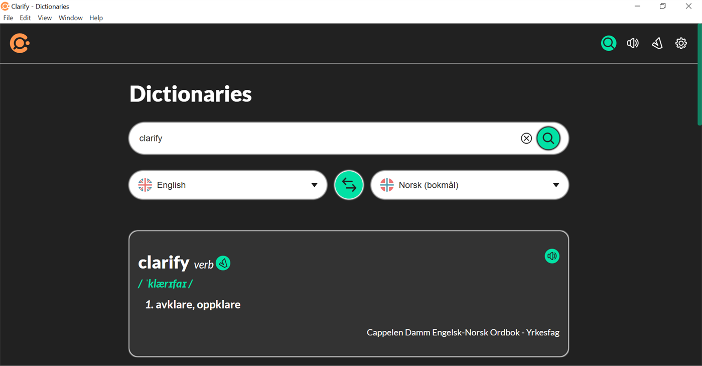#1. Clarify Dictionaries (Windows) De: Clarify AS (NO)