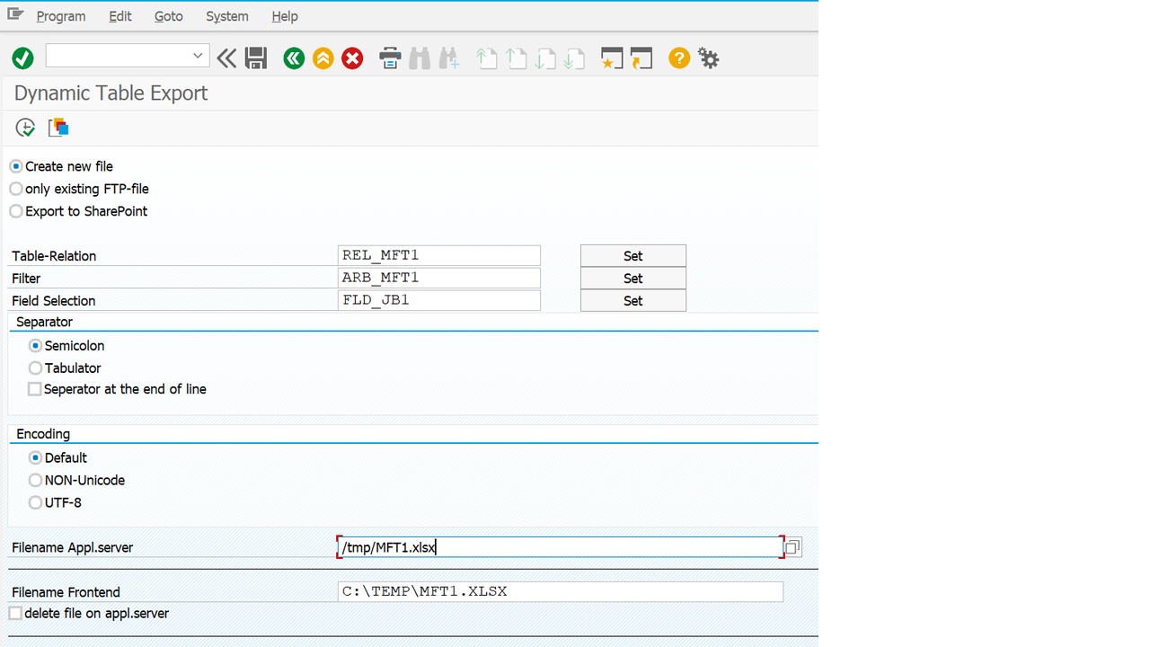 Snapshot 5 of Excel Export Client for SAP