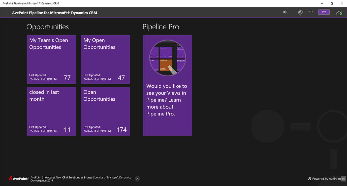 #1. Avepoint Pipeline for Microsoft® Dynamics CRM (Windows) By: AvePoint Inc.