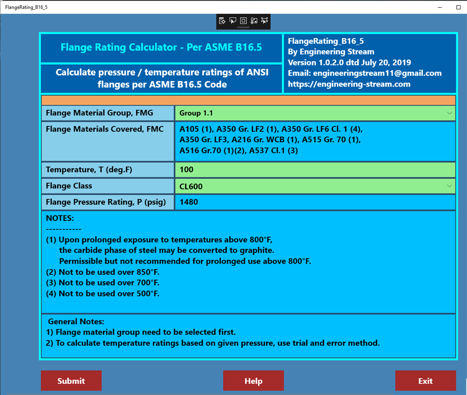 ASME Flange Rating (Windows) 来自: Engineering-Stream