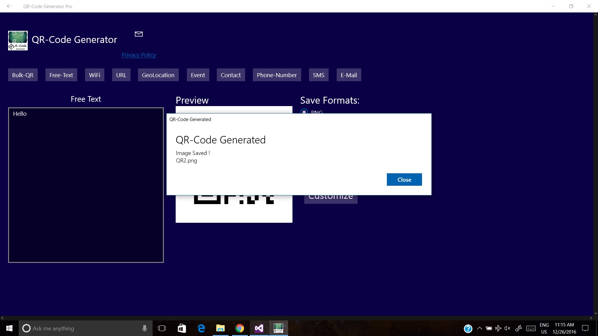 QR code Generator. Генератор ссылок для Microsoft Store..