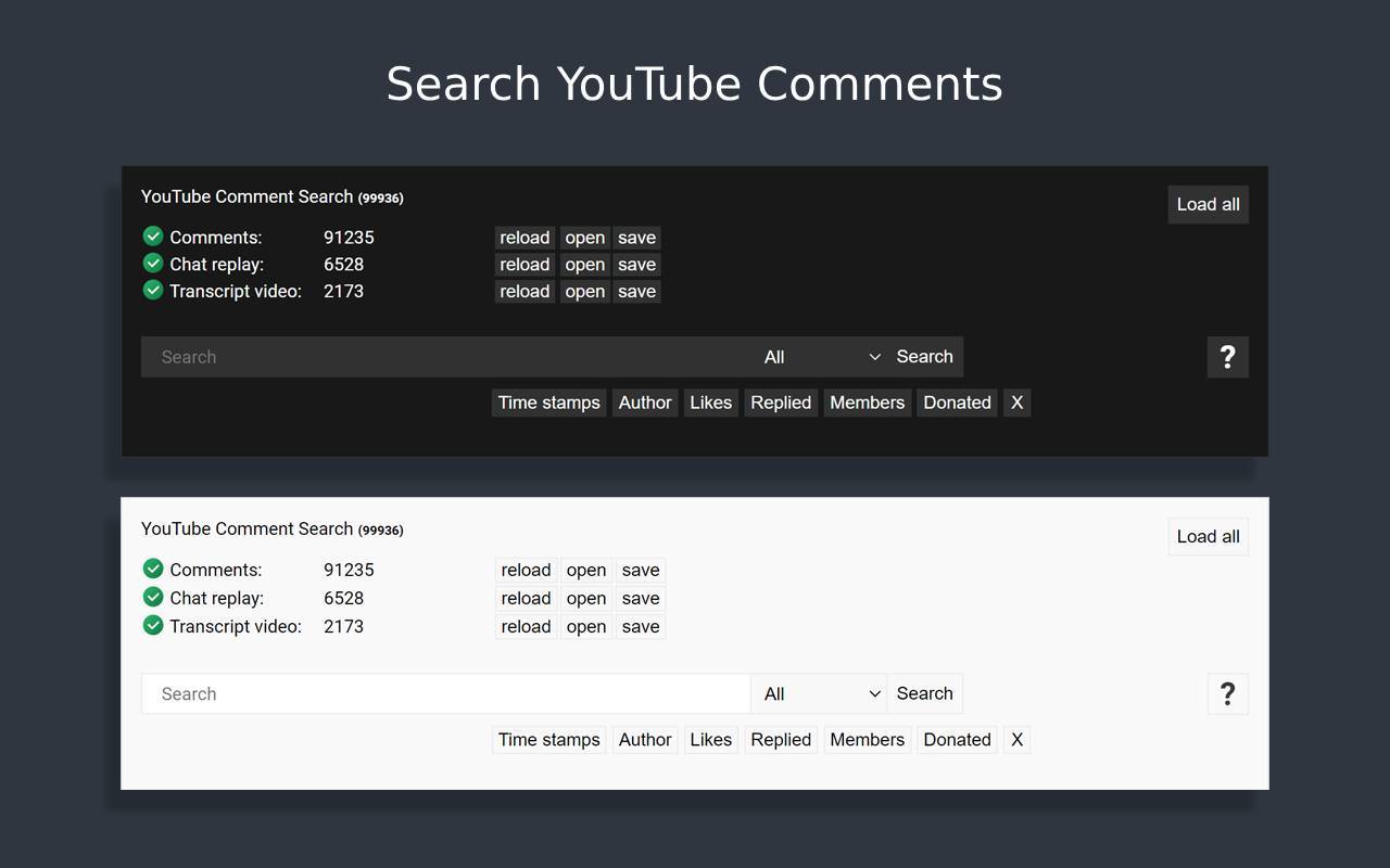 youtube comment search addon