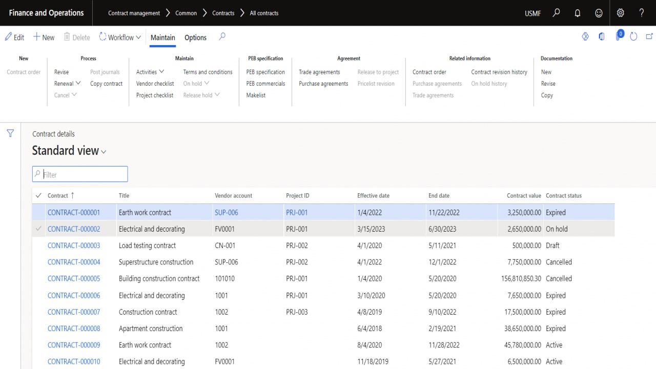 Snapshot 5 of Contract Management Software on Microsoft Dynamics 365