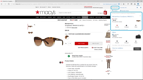 Microsoft Personal Shopping Assistant Screenshot