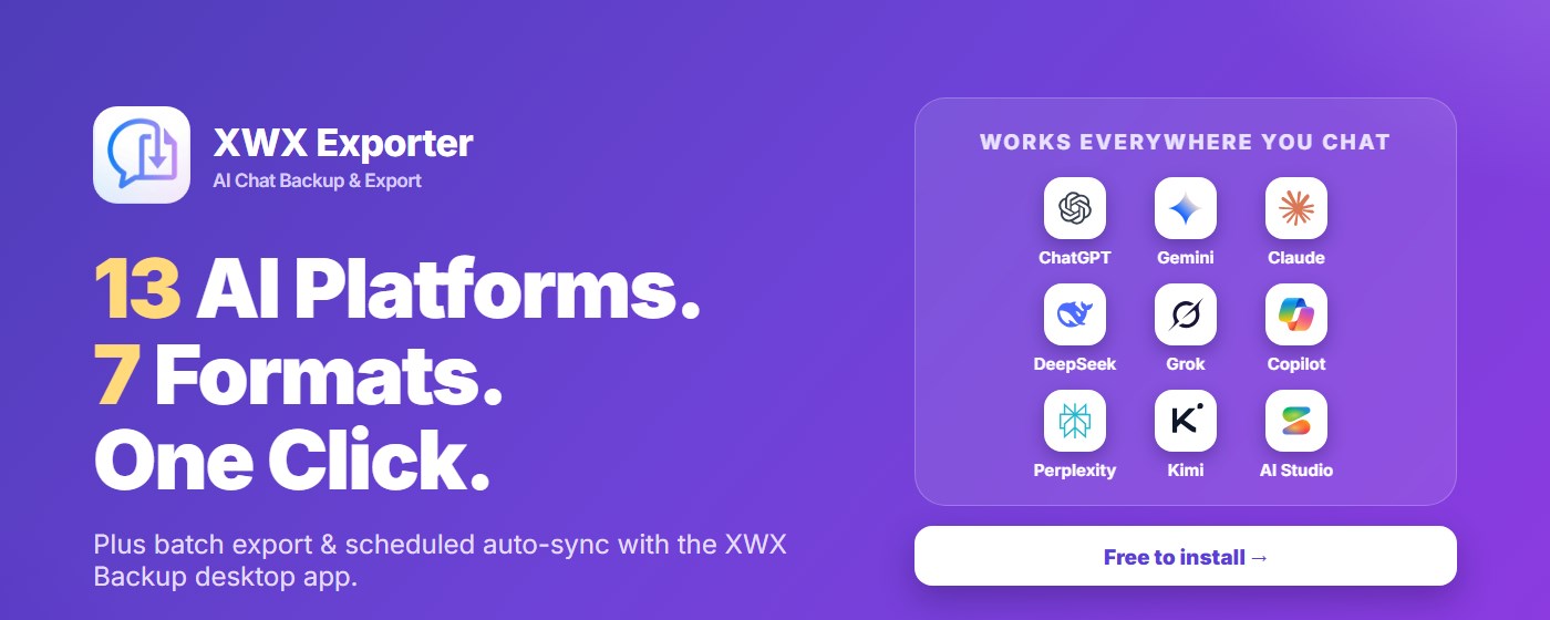 XWX Exporter: Backup & Batch Export ChatGPT/Claude/Gemini to PDF