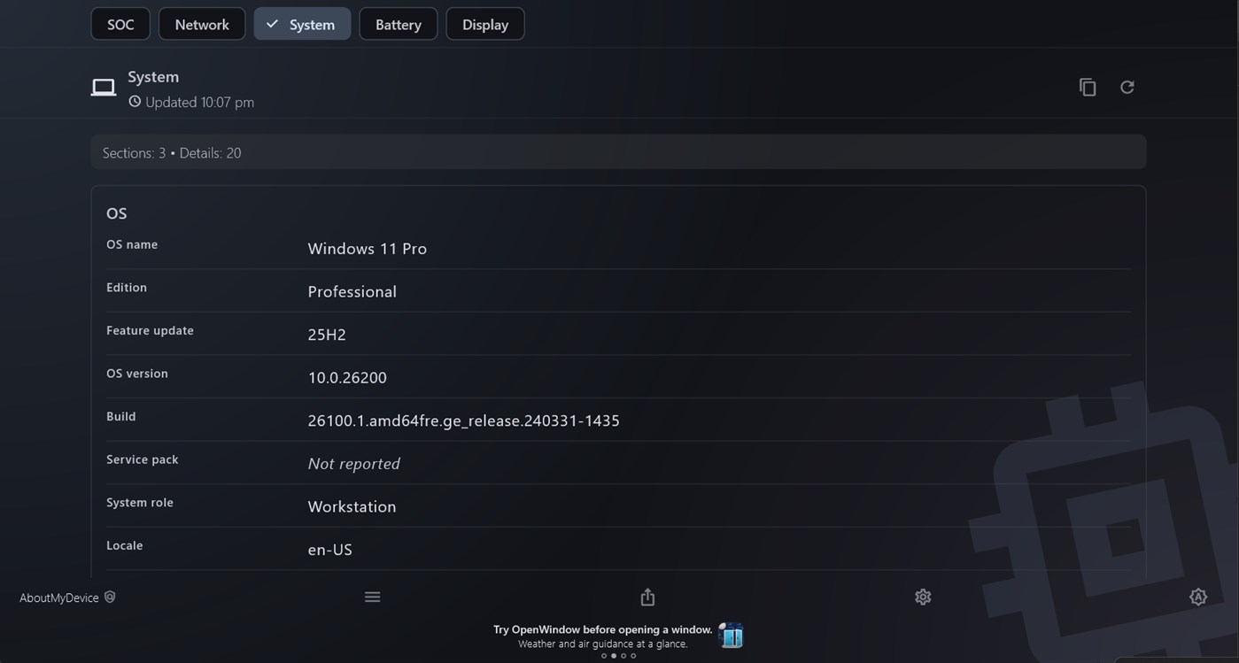 #3. AboutMyDevice (Windows) Ved: Ritwik Takkar