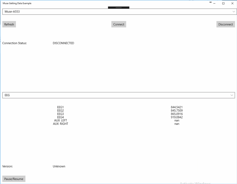 Muse Getting Data Example (Windows) Bởi: Interaxon