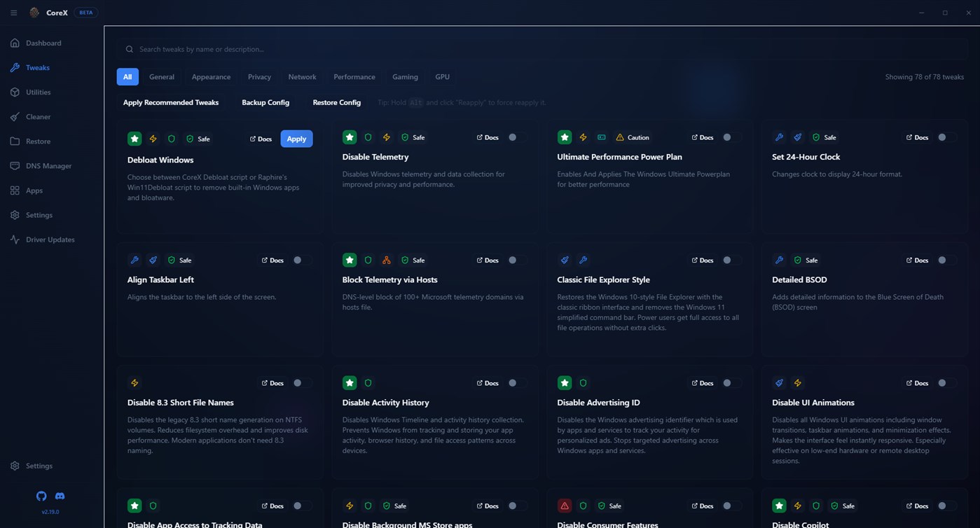 #2. CoreX Utility (Windows) Von: Noveriks