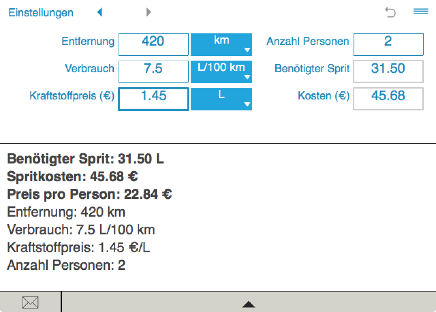 Spritverbrauch berechnen | Benzinverbrauchsrechner