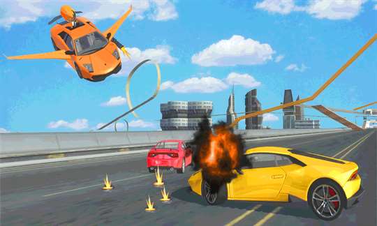 Flying Muscle Car Driving Simulator : Stunt Rider screenshot 2