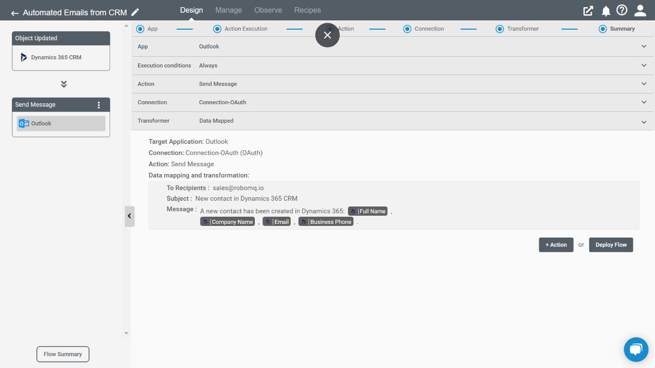 Snapshot 4 of Send Outlook Emails When D365 Contacts Are Added