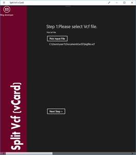 Split Vcf (vCard) file screenshot 1
