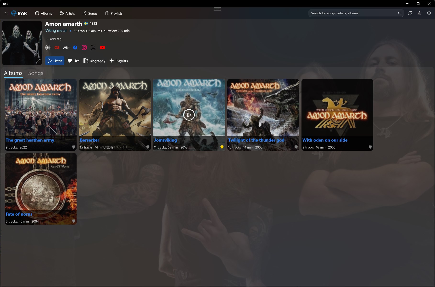Rok musicplayer screenshot