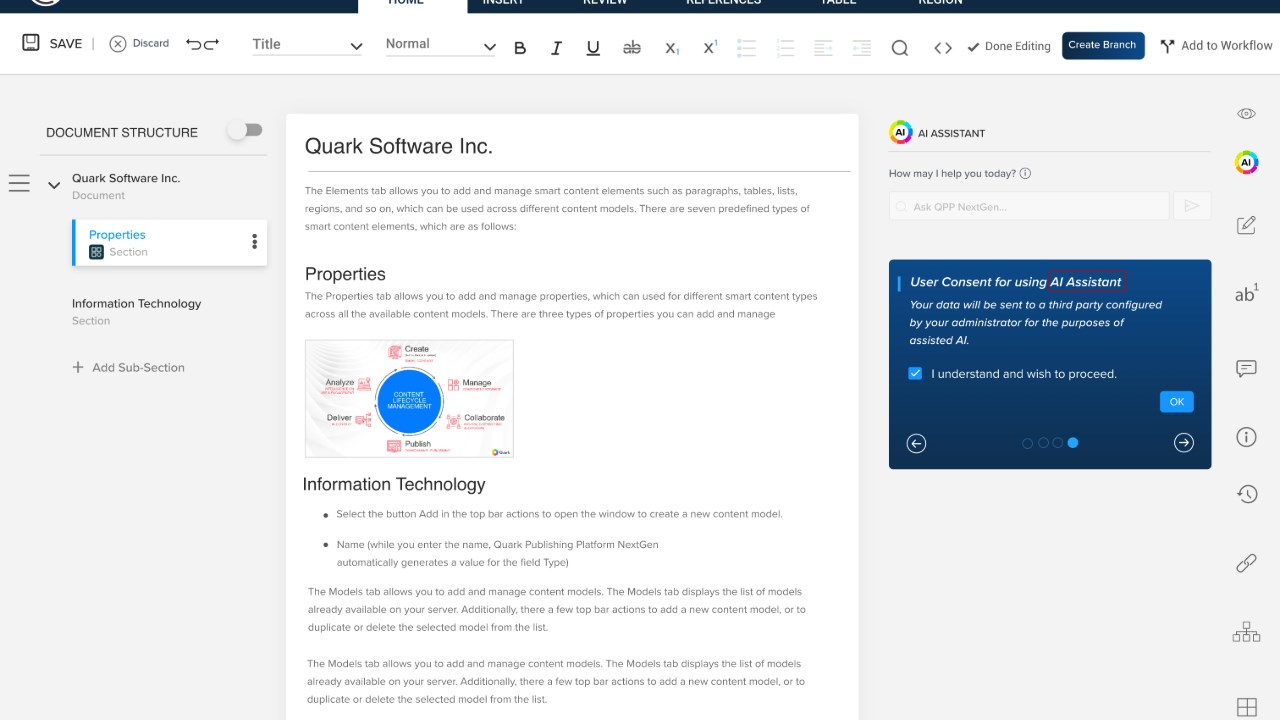 Snapshot 3 of Quark Publishing for Enterprise Documentation (SaaS)