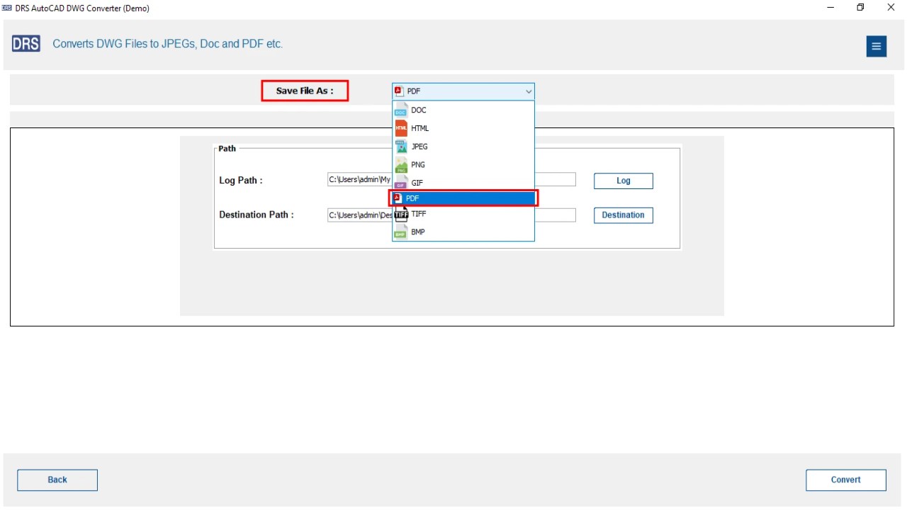 Snapshot 3 of DRS Softech AutoCAD DWG Converter