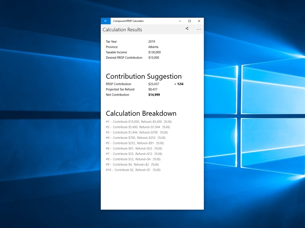 #2. Compound RRSP Calculator (Windows) Podle: MobileAnarchy