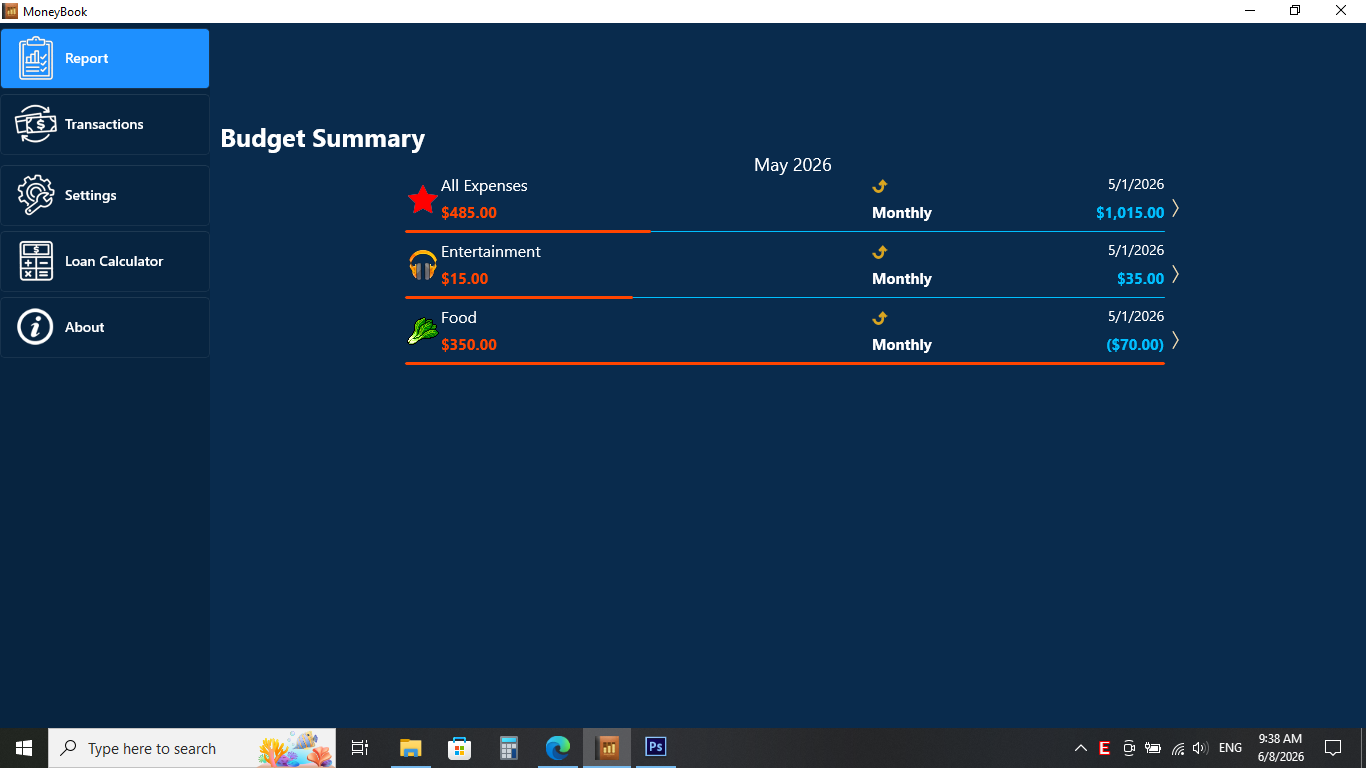 MoneyBook screenshot
