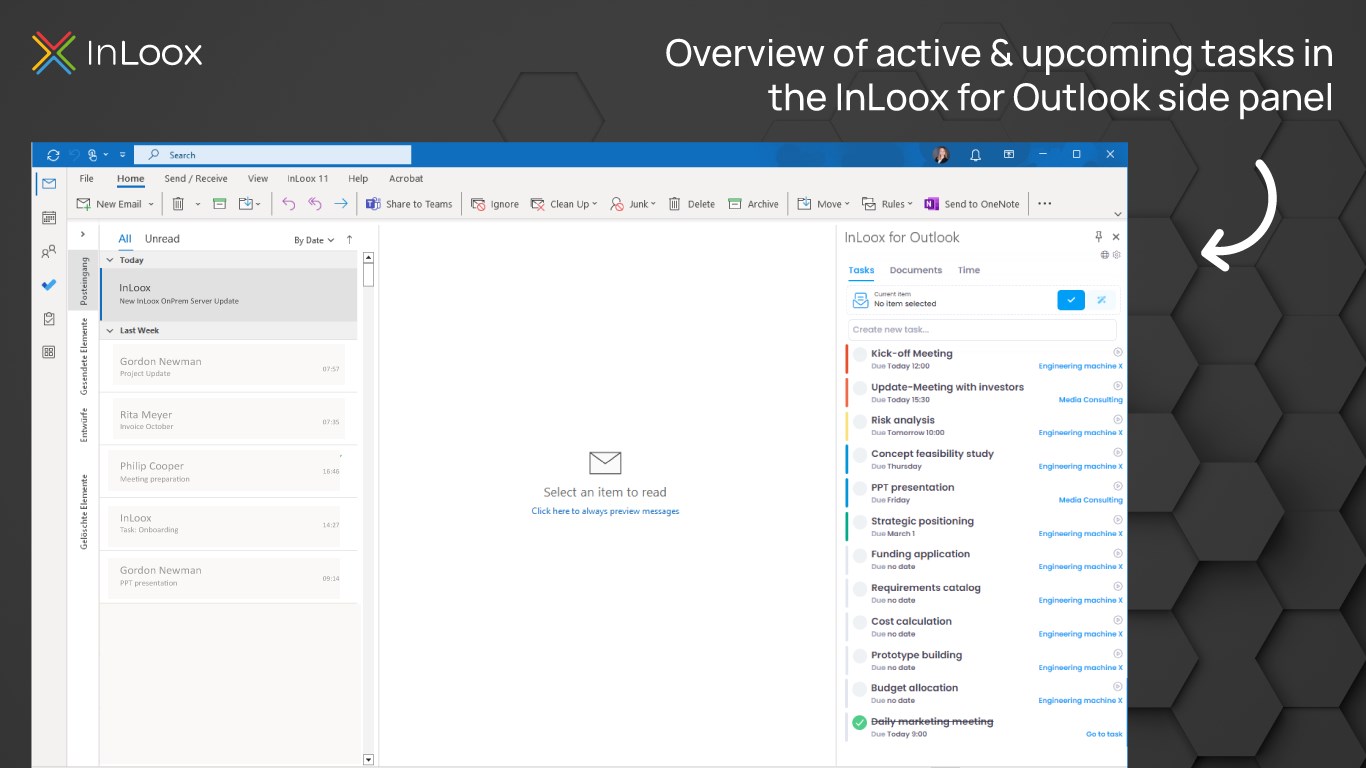 Snapshot 1 of InLoox for Outlook