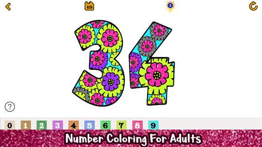 Numbers Glitter Color by Number - Adult Coloring Pages screenshot 4