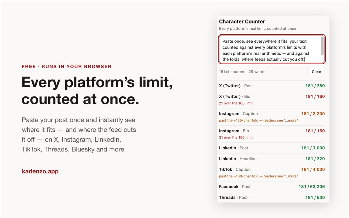 Kadenzo Character Counter for Social Media